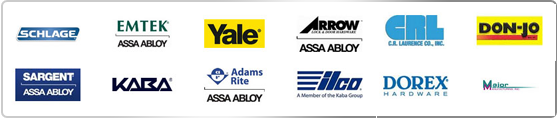 Medeco, Schlage, Emtek, Yale, Sargent, Kaba, Arrow, CRL, Adams Rite, Ilco, Dorex, Don-Jo and so on